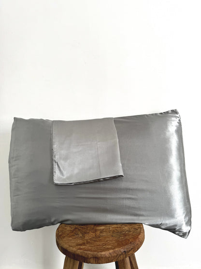 Satin Pillowcase Set - Silver Grey